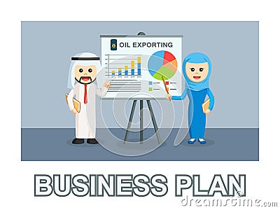 Arab business people with oil exporting Vector Illustration