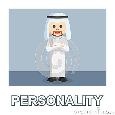 Arab businessman standing with personality Vector Illustration