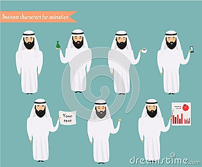 Arab character for scenes. Vector Illustration