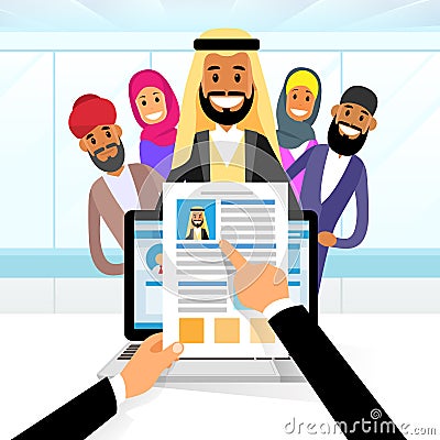 Arab Curriculum Vitae Recruitment Candidate Job Vector Illustration