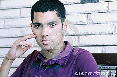 Arab egyptian young businessman thinking Stock Photo