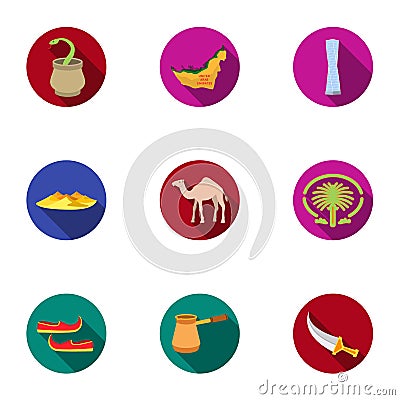 Arab Emirates set icons in flat style. Big collection of Arab Emirates vector symbol Vector Illustration