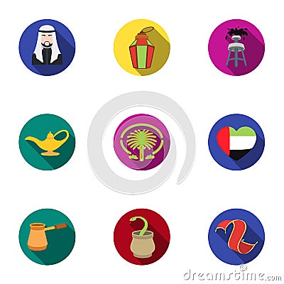 Arab Emirates set icons in flat style. Big collection of Arab Emirates vector symbol stock illustration Vector Illustration