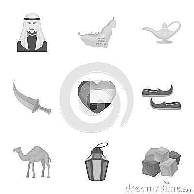 Arab Emirates set icons in monochrome style. Big collection of Arab Emirates vector symbol stock illustration Vector Illustration