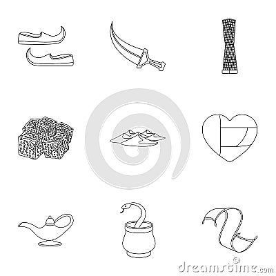 Arab Emirates set icons in outline style. Big collection of Arab Emirates illustration Vector Illustration