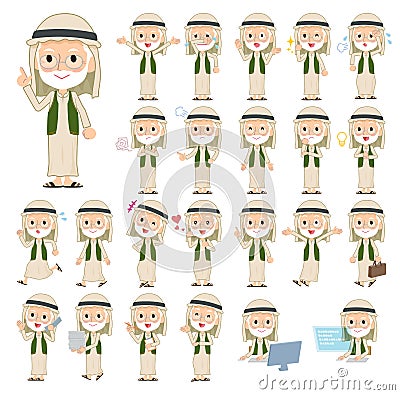 Arab Kandura wearing old men_1 Vector Illustration