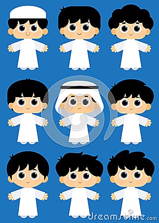 Arab Kids Vector Illustration