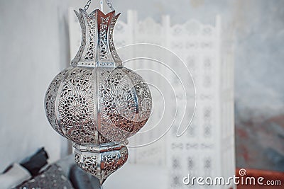 Arab lamps. Moroccan silver lantern Editorial Stock Photo
