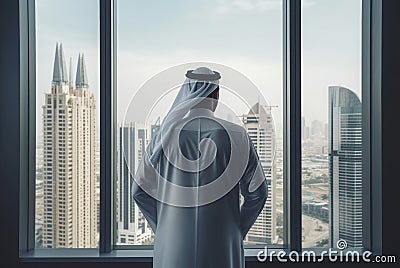 Arab looking window dubai. Generate Ai Stock Photo