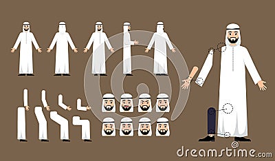 Arab Male Character Man In Traditional Arabic Clothing Vector Illustration