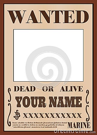 one piece wanted poster Vector Illustration