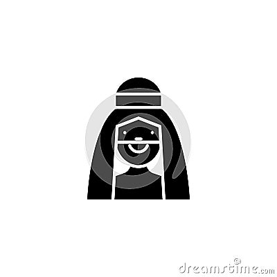 Arab man black icon concept. Arab man flat vector symbol, sign, illustration. Vector Illustration