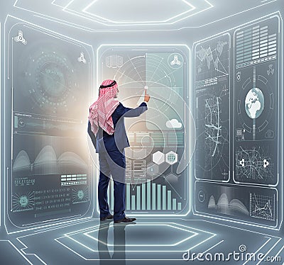 Arab man in data management concept Stock Photo