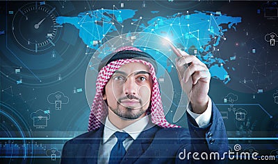 The arab man in data mining concept Stock Photo