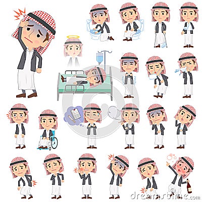 Arab man jacket Style sickness Vector Illustration