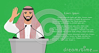 Arab man speaking from the a platform Vector Illustration