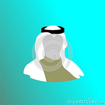 arab man with white head cover simple flat illustration Vector Illustration