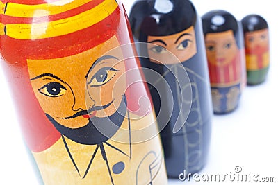 Arab Man Woman Children Family Nesting Dolls Stock Photo