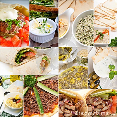 Arab middle eastern food collage Stock Photo