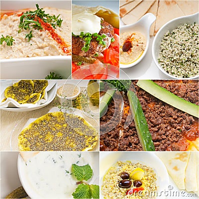 Arab middle eastern food collage Stock Photo