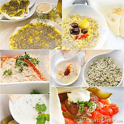 Arab middle eastern food collage Stock Photo