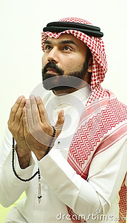 Arab Model Praying And Looking In The Sky Muslim Ramadan PrY Stock Photo