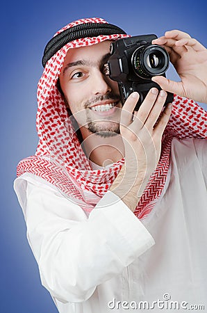 Arab photographer in studio Stock Photo