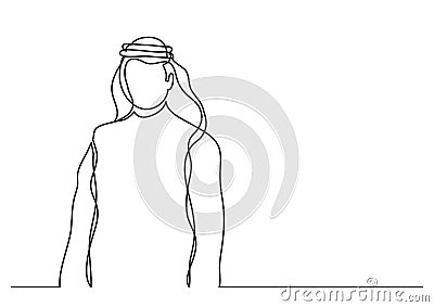 Arab sheikh in keffiyeh - single line drawing Vector Illustration