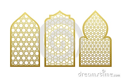 Arab vector window door pattern. Arabian islamic mosque ramadan ornament style Vector Illustration