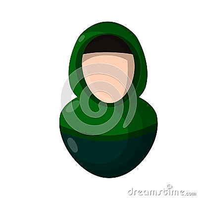 Arab woman in hijab. Avatar of Muslim girl covered with scarf for social network profile without face Vector Illustration