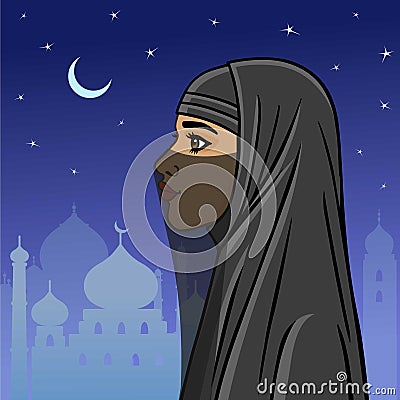 Arab woman in a niqab Vector Illustration