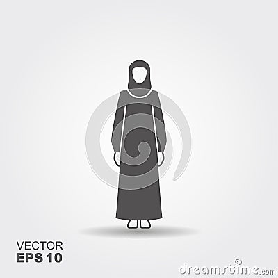 Arab woman wearing a traditional black Arabic dress Vector Illustration