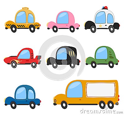 Vector cartoon vehicle transport set Vector Illustration