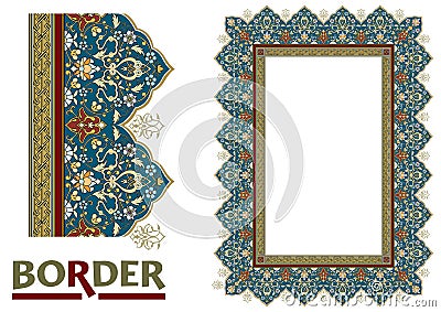 Old World Borders Vector - Tiled frame in plant leaves and flowers Framework Decorative Elegant style Vector Illustration