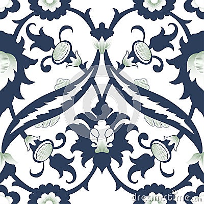 Arabesque damask vintage decor ornate seamless floral decoration Vector Illustration