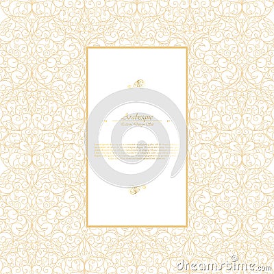 Arabesque eastern element vintage white and gold background temp Vector Illustration