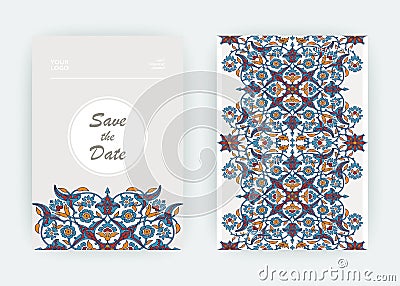 Arabesque floral decoration print, border design template vector Vector Illustration