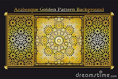 Arabesque golden pattern background Gold Luxury background islamic ornament Vector Illustration