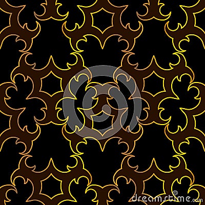 Arabesque islamic gold and black seamless pattern Vector Illustration