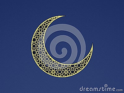 Arabesque Moon on blue background Stock Photo