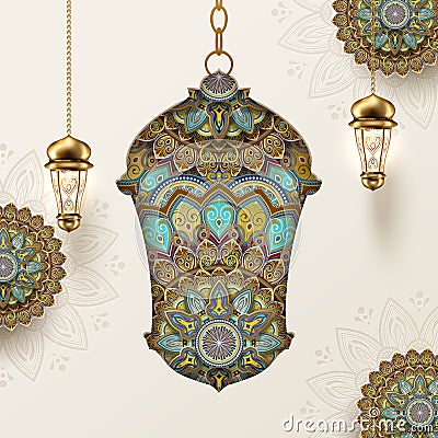 Arabesque pattern fanoos Vector Illustration