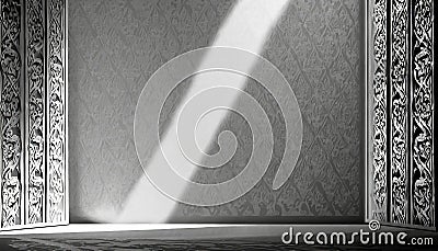Arabesque shadow, you can use it as overlay layer on any photo.Abstract background with copy space and texture in golden color Stock Photo