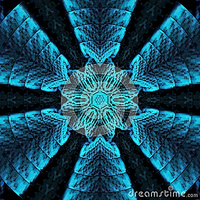 Mandala in arabesque style in neon blue. Tattoo, spiritual yoga Stock Photo