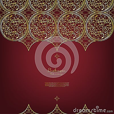 Arabesque Thai element elegant gold background border vector Vector Illustration