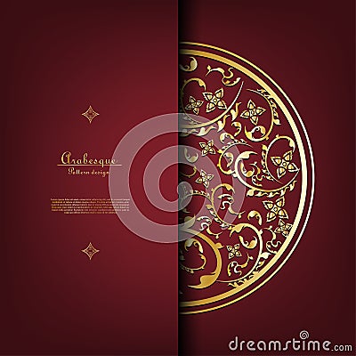 Arabesque Thai element pattern gold background card template vector Vector Illustration