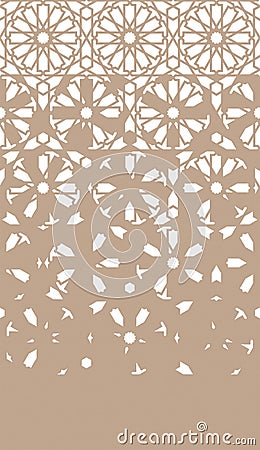 Arabian disintegration repeating border. Arabian monochrome border pattern Vector Illustration