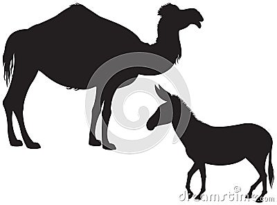 Arabian domestic animal silhouettes Vector Illustration