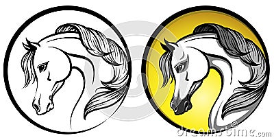 Arabian horse head in a circle Vector Illustration