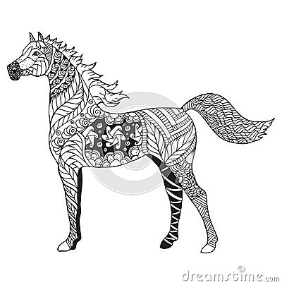 Arabian horse zentangle stylized, vector, illustration, freehand Vector Illustration