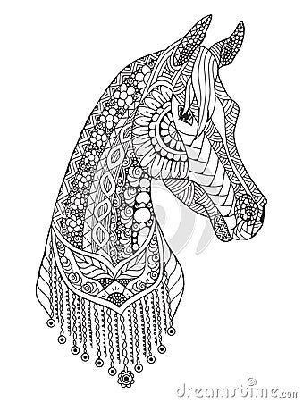 Arabian horse zentangle stylized, vector, illustration, freehand Vector Illustration